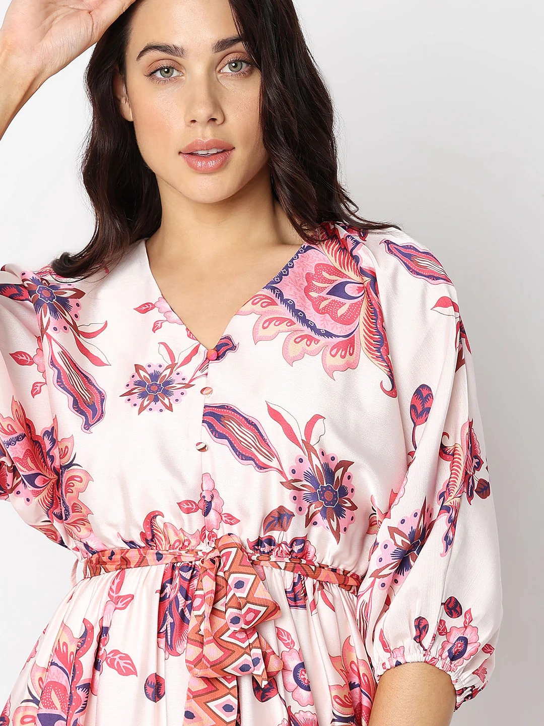 Red Floral Fit & Flare Dress - Image 6