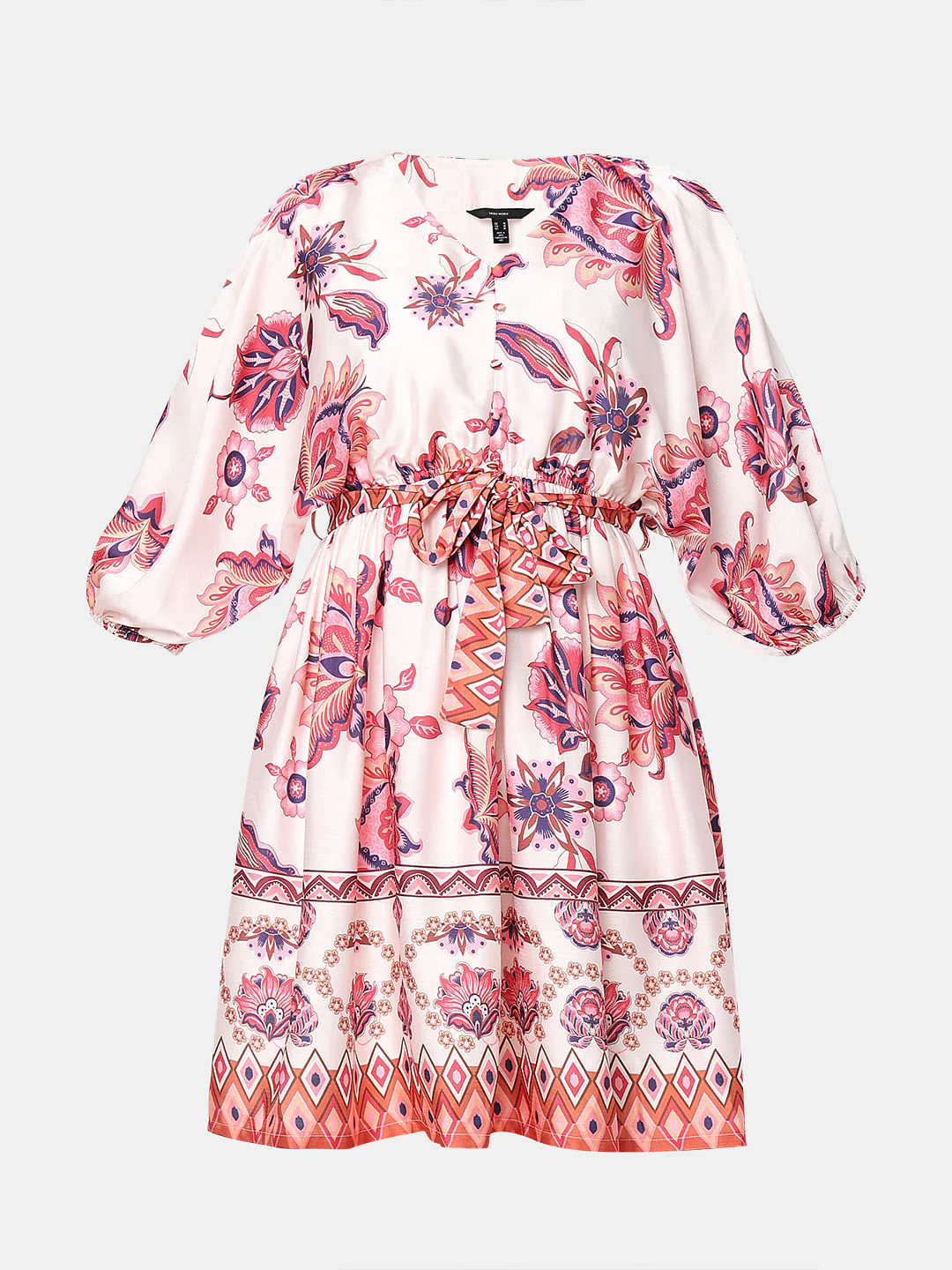 Red Floral Fit & Flare Dress - Image 7