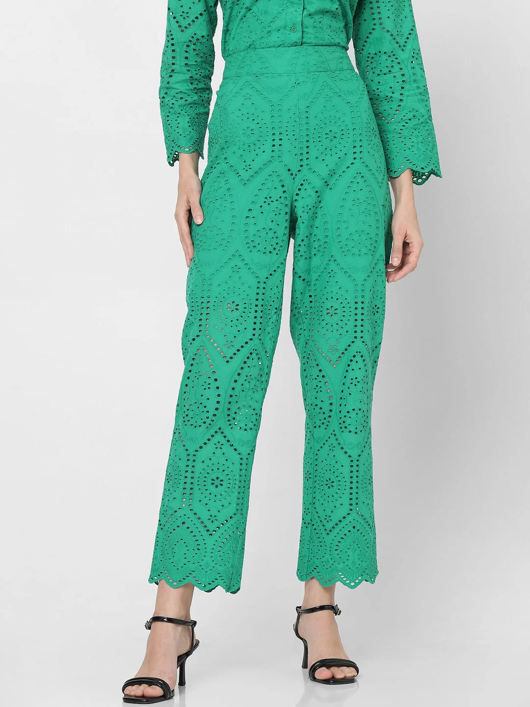 Green Schiffli Co-Ord Set Pants - Image 2