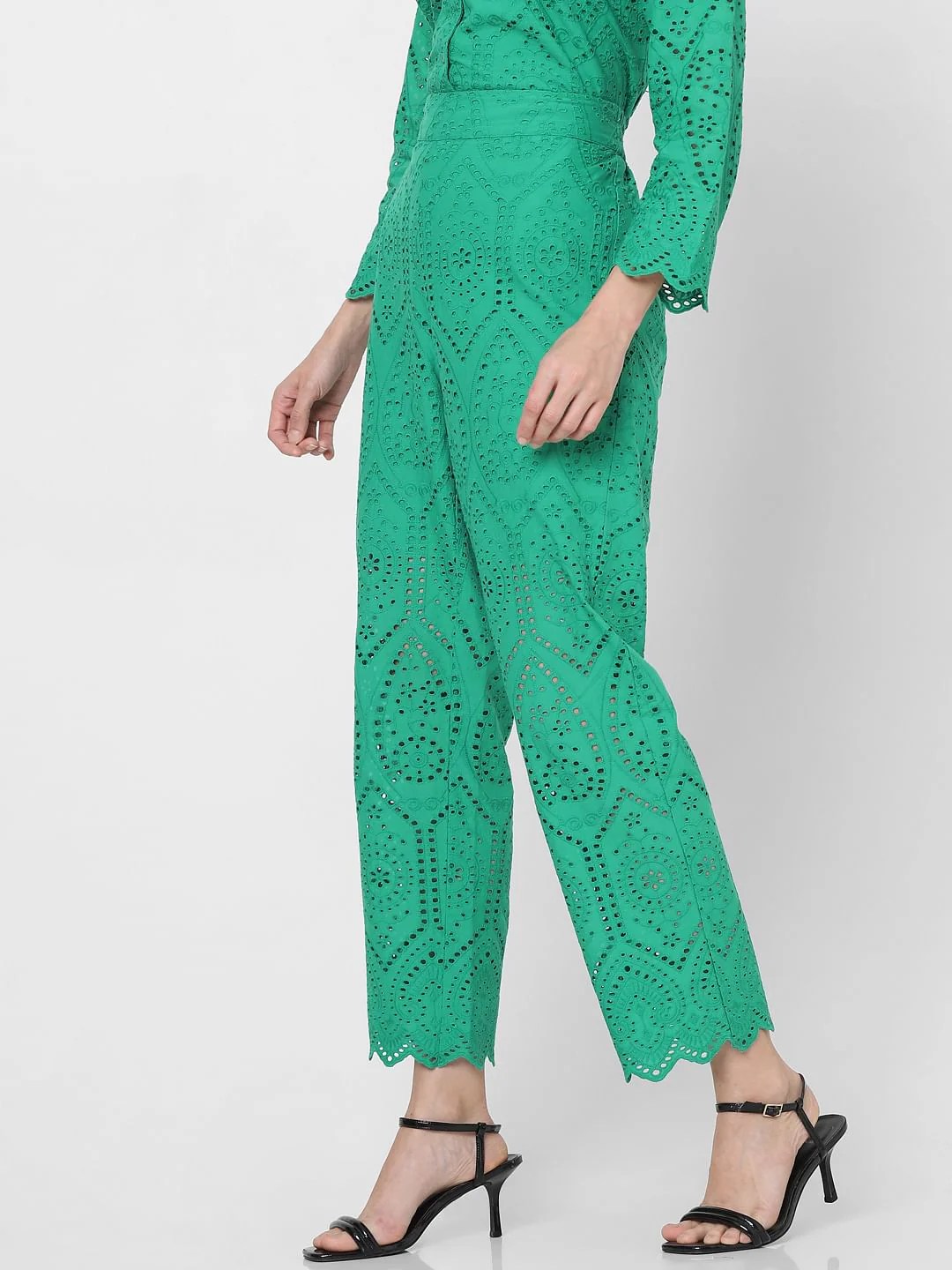 Green Schiffli Co-Ord Set Pants - Image 3