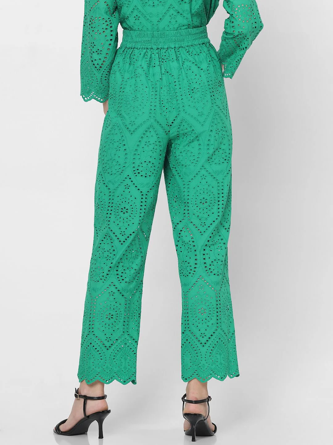 Green Schiffli Co-Ord Set Pants - Image 4