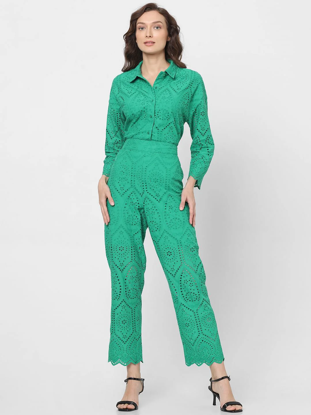 Green Schiffli Co-Ord Set Pants - Image 5