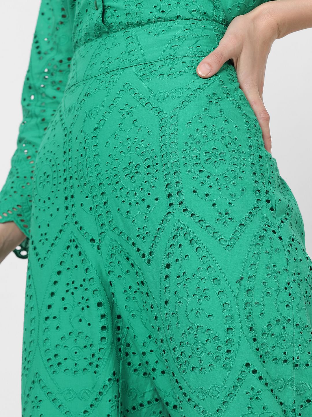 Green Schiffli Co-Ord Set Pants - Image 6
