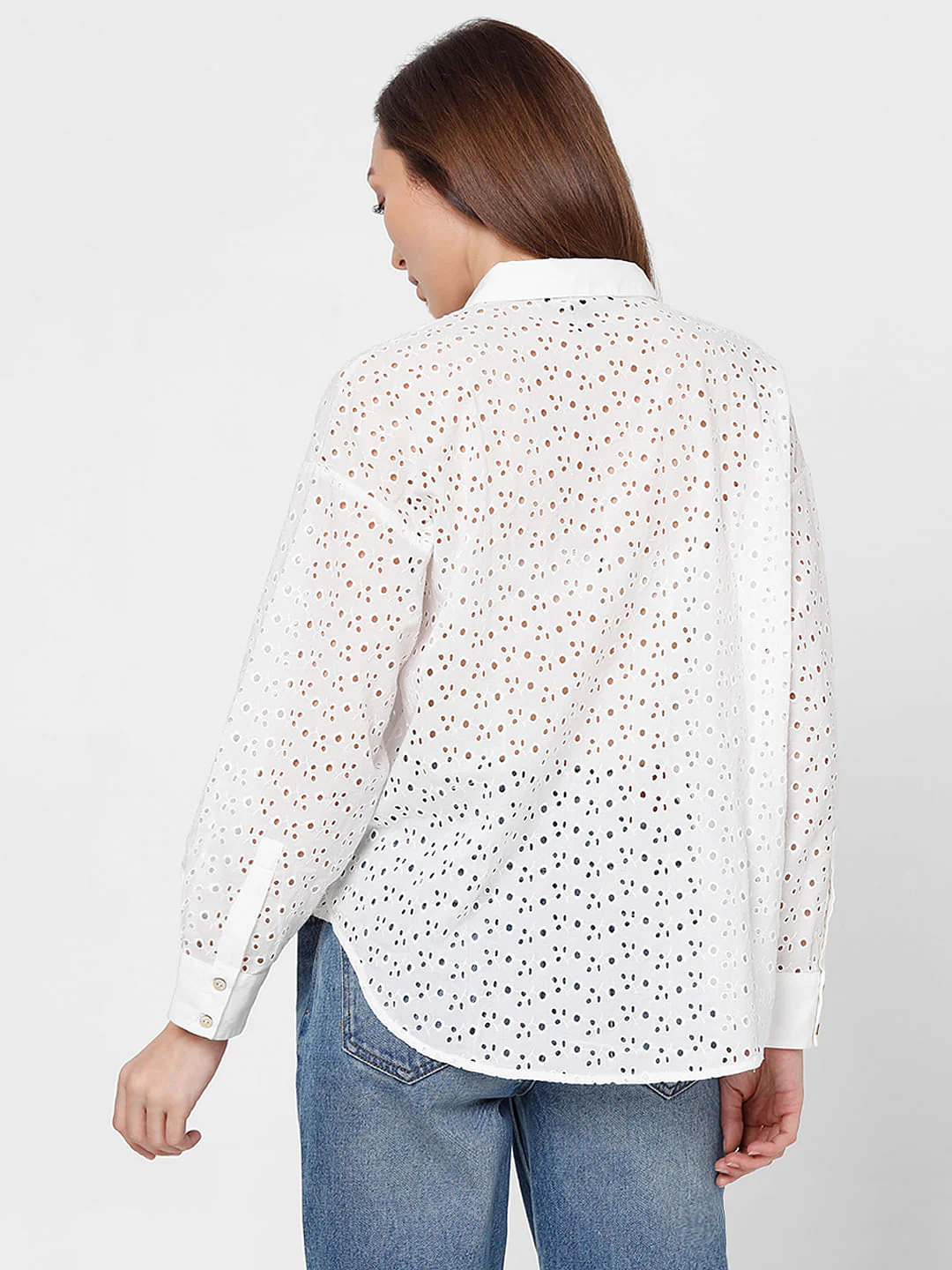 White Schiffli Cotton Shirt - Image 4