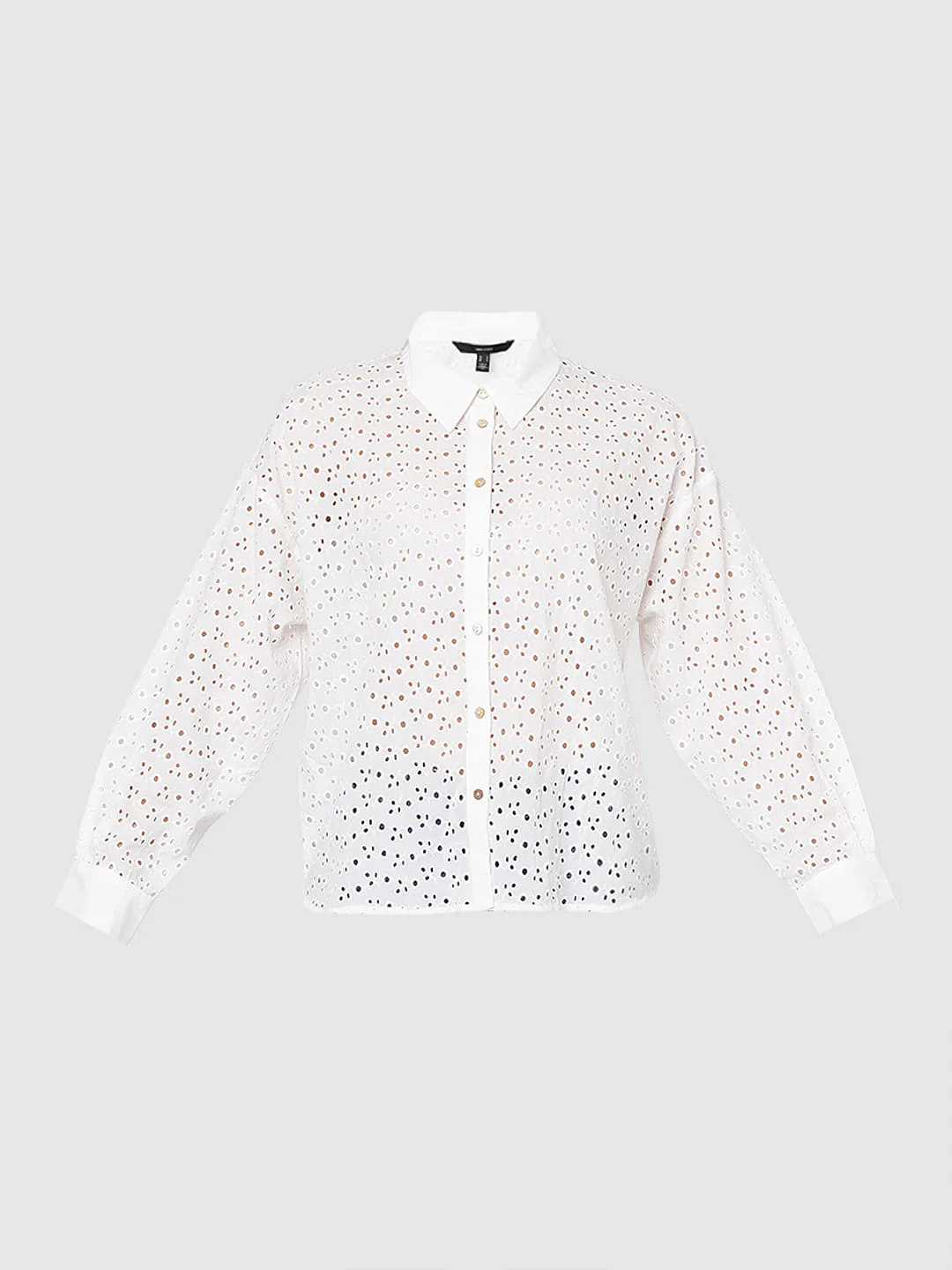 White Schiffli Cotton Shirt - Image 7