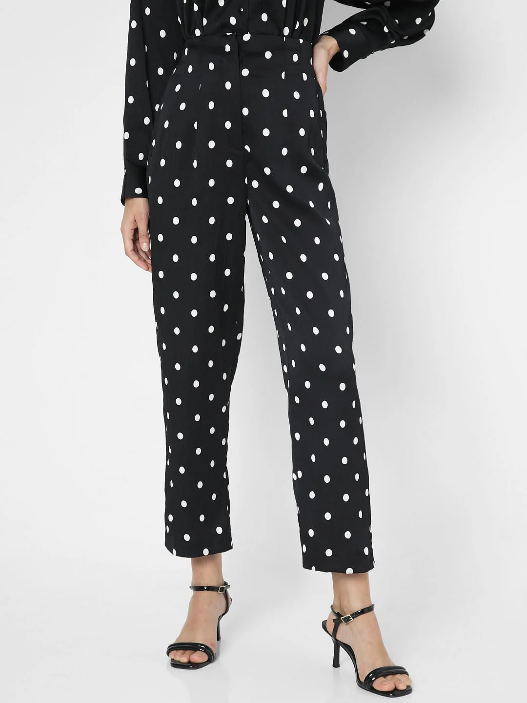 Black High Rise Polka Dot Pants - Image 2