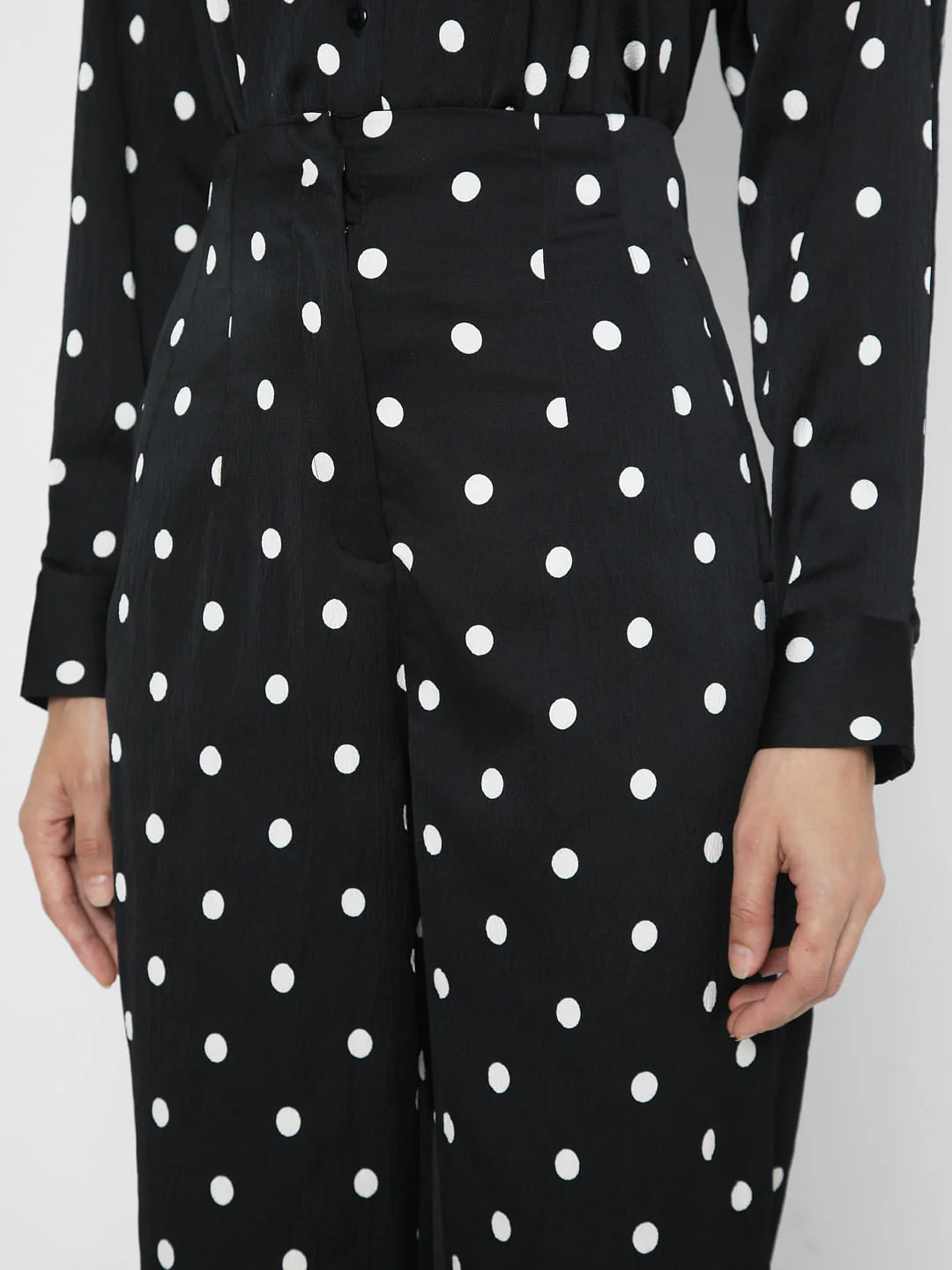 Black High Rise Polka Dot Pants - Image 6