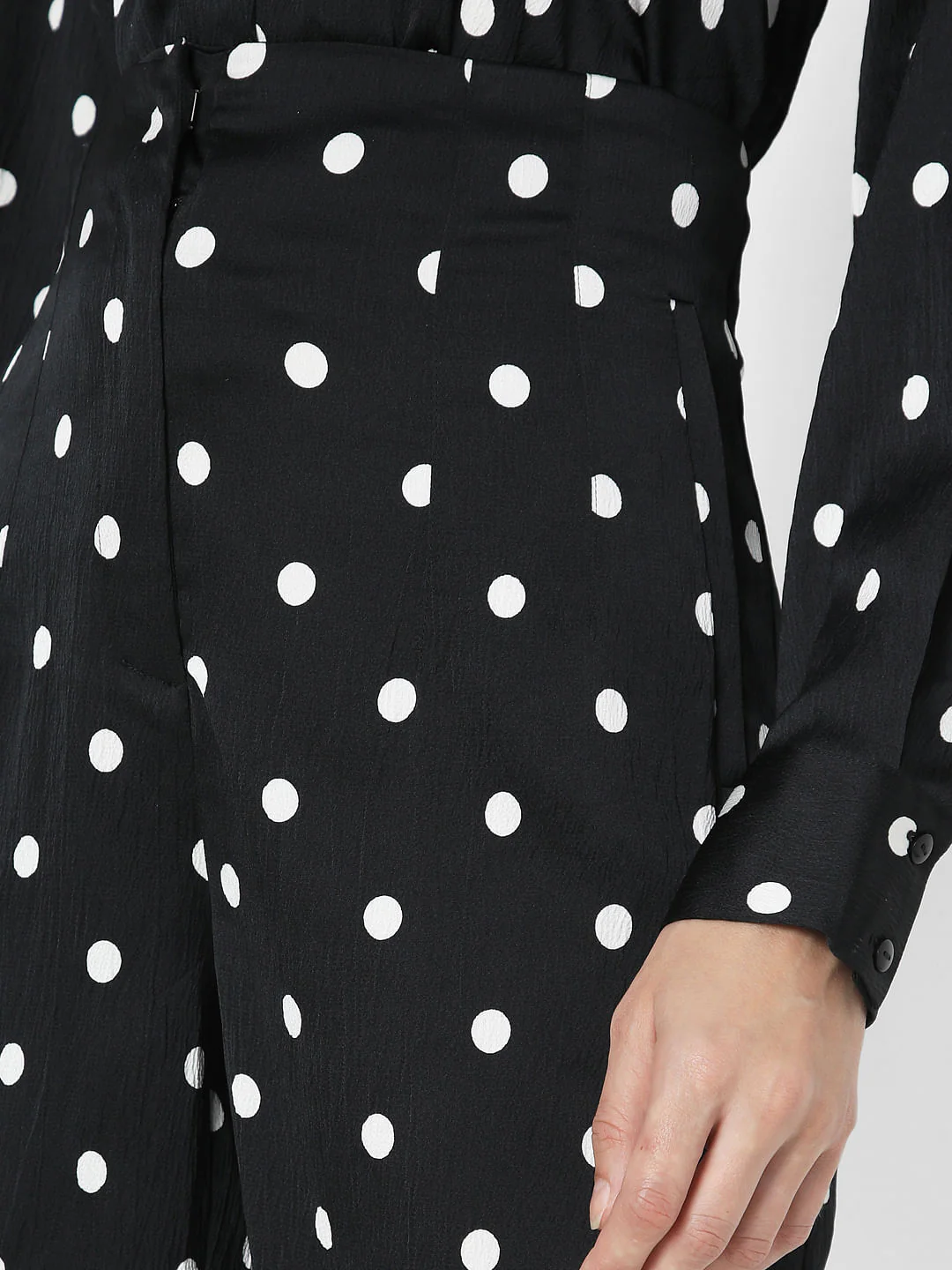 Black High Rise Polka Dot Pants - Image 8