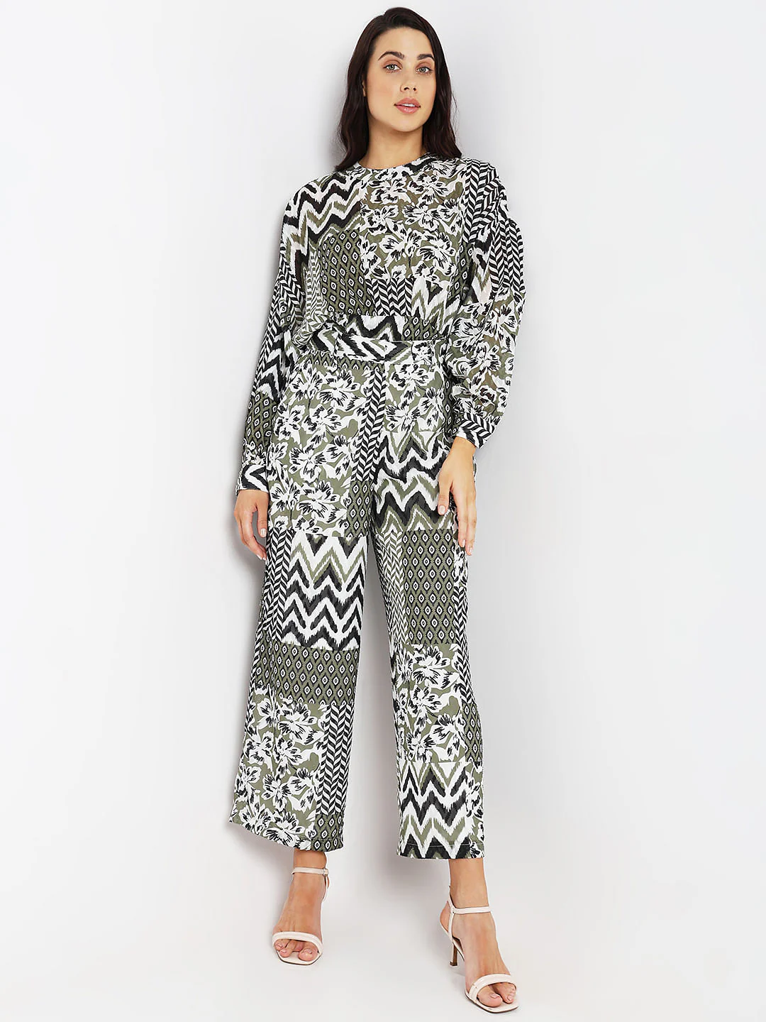 Green High Rise Printed Pants - Image 5