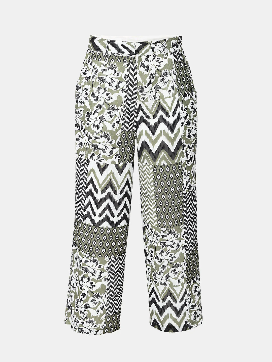 Green High Rise Printed Pants - Image 7