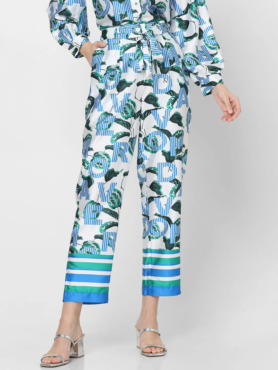 Blue High Rise Printed Co-Ord Set Pants - Image 2