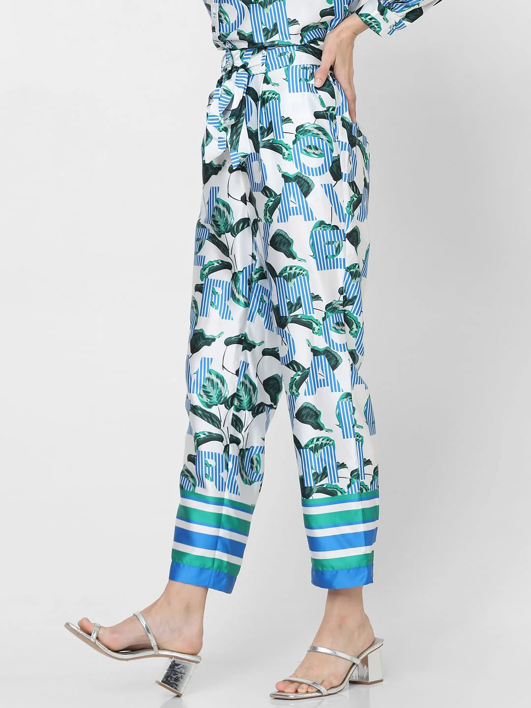 Blue High Rise Printed Co-Ord Set Pants - Image 3