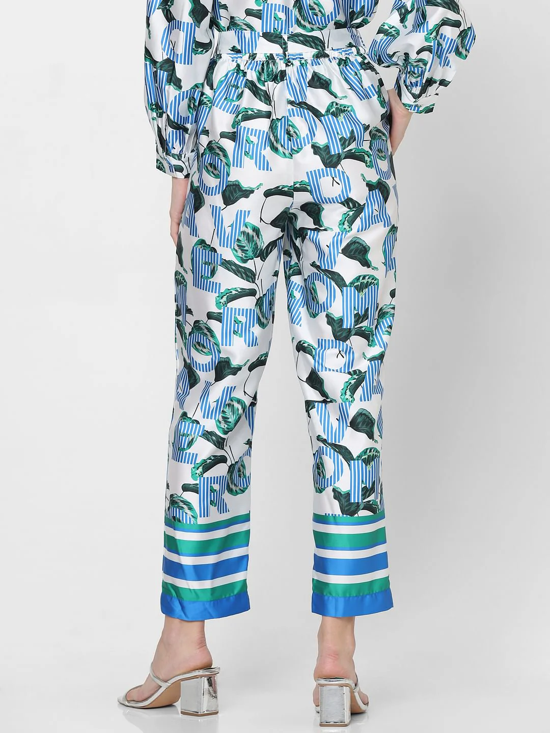 Blue High Rise Printed Co-Ord Set Pants - Image 4