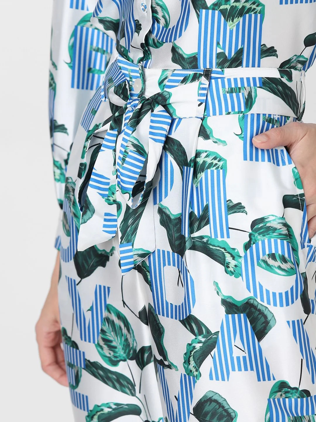 Blue High Rise Printed Co-Ord Set Pants - Image 6