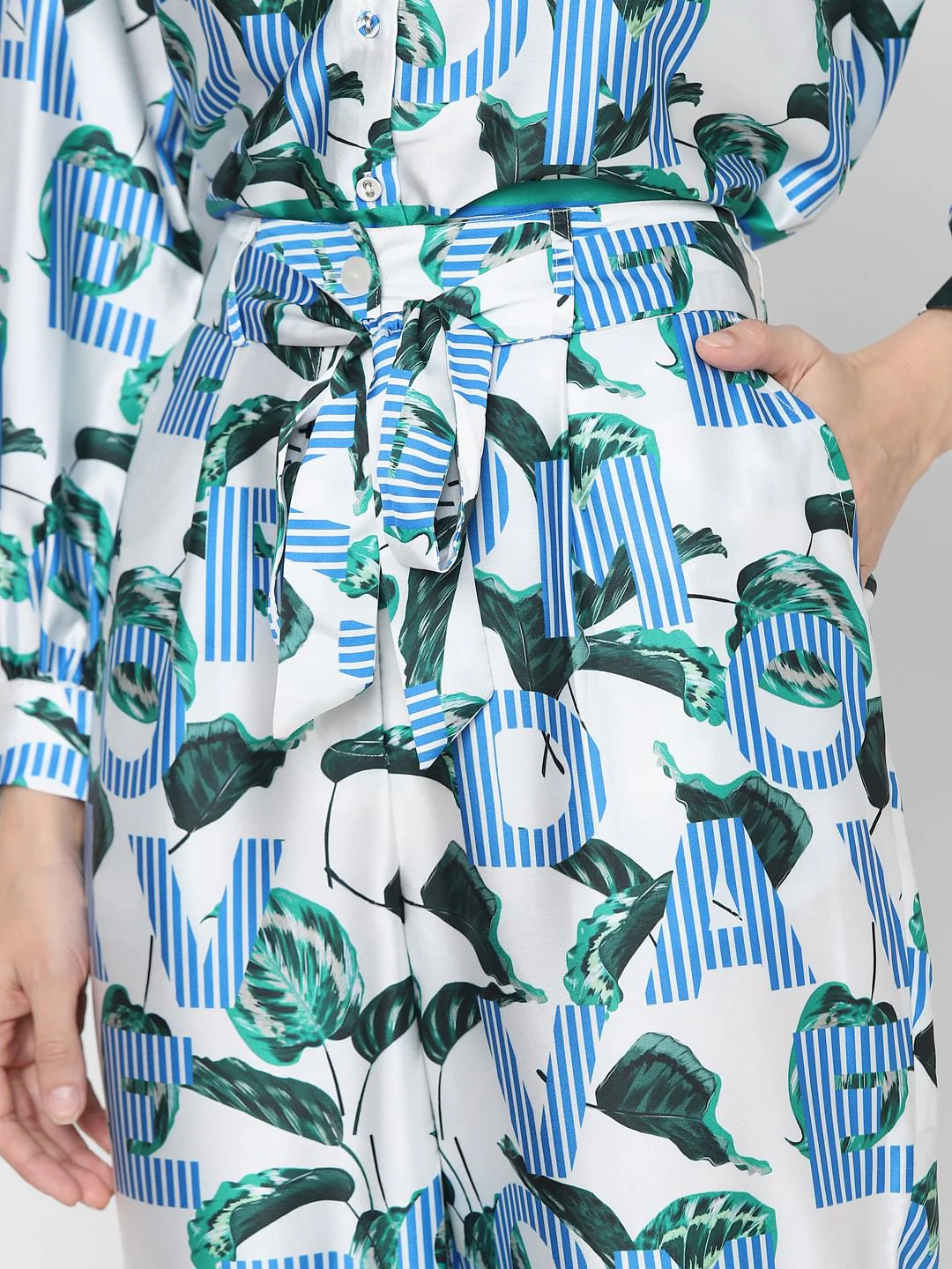 Blue High Rise Printed Co-Ord Set Pants - Image 8