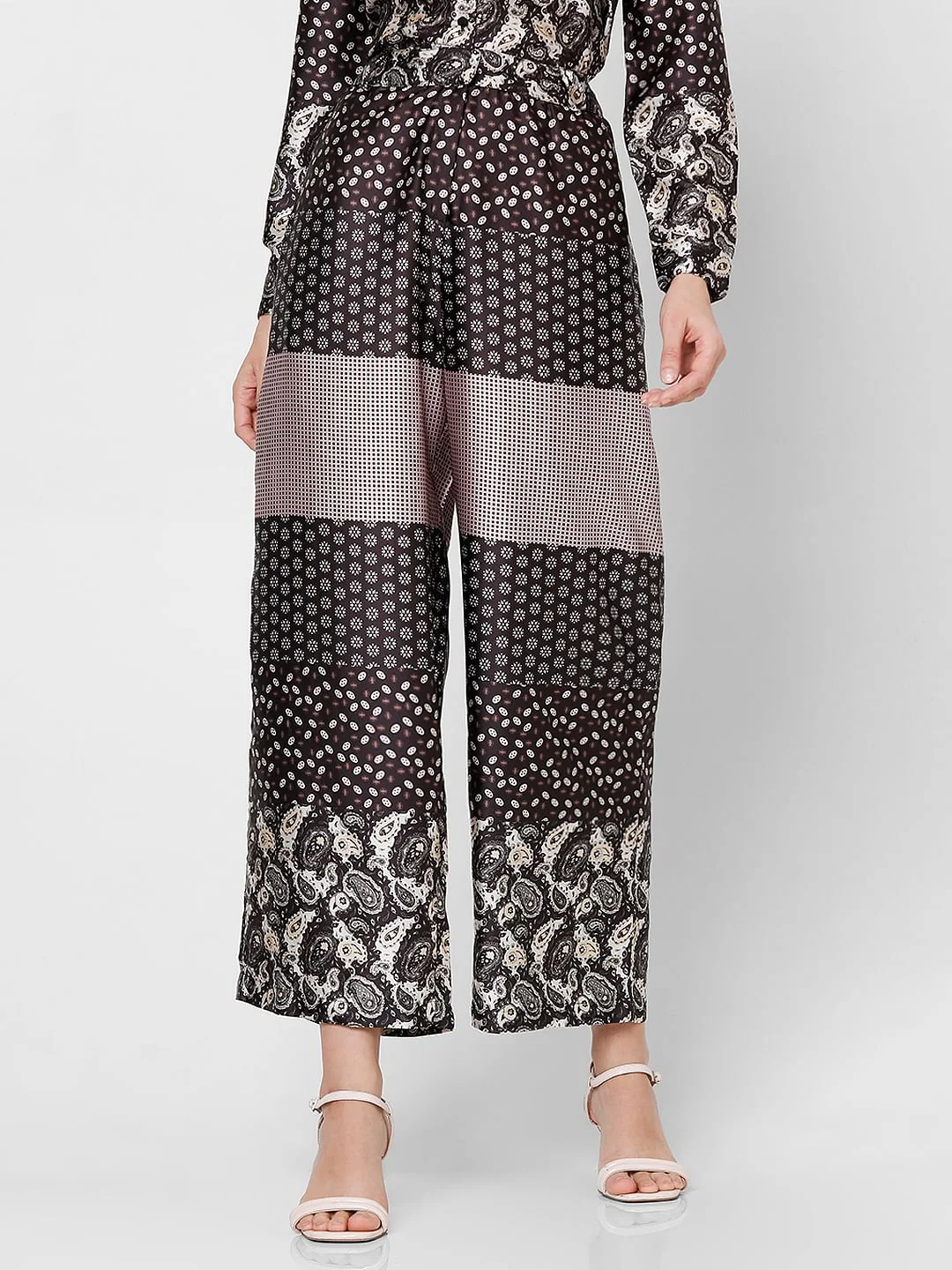 Dark Brown High Rise Printed Pants - Image 2