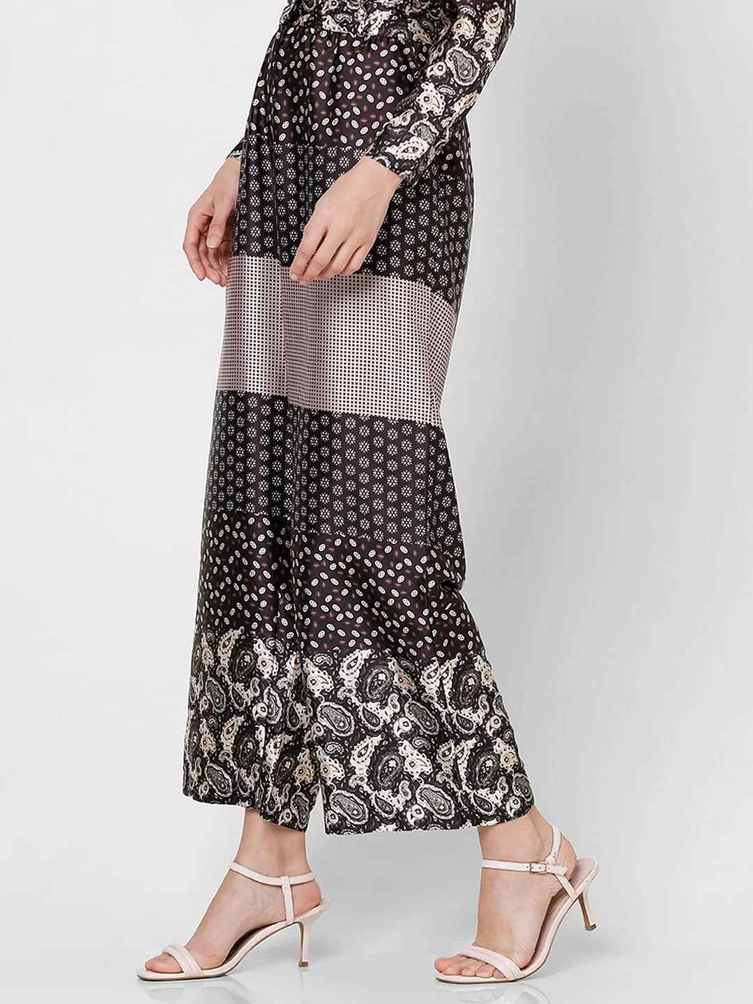 Dark Brown High Rise Printed Pants - Image 3