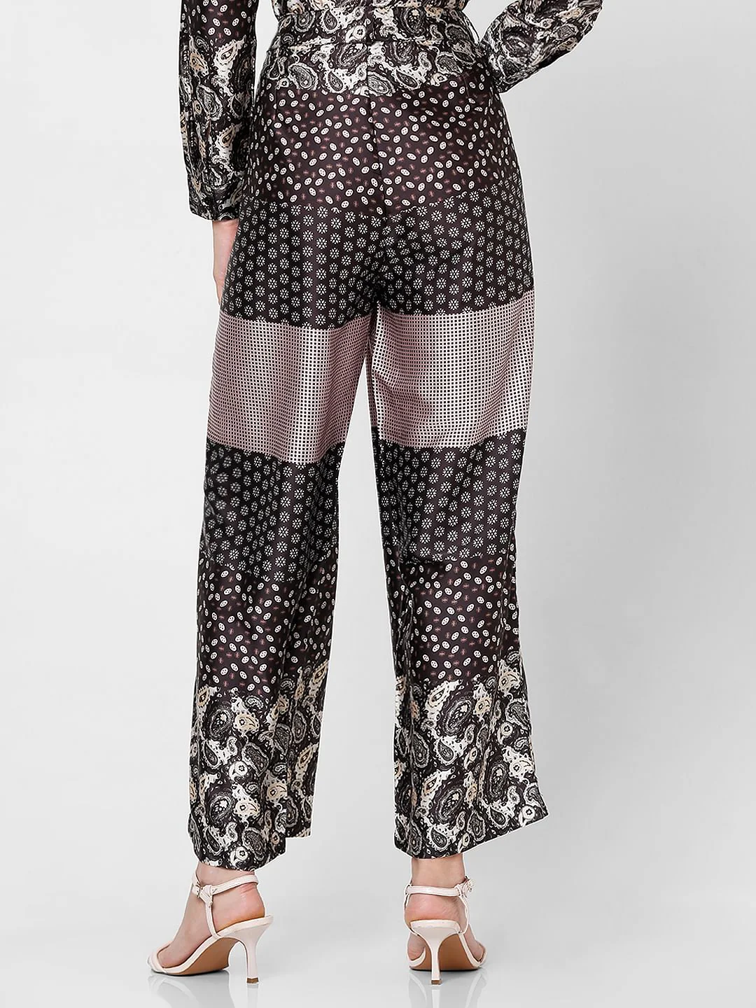 Dark Brown High Rise Printed Pants - Image 4