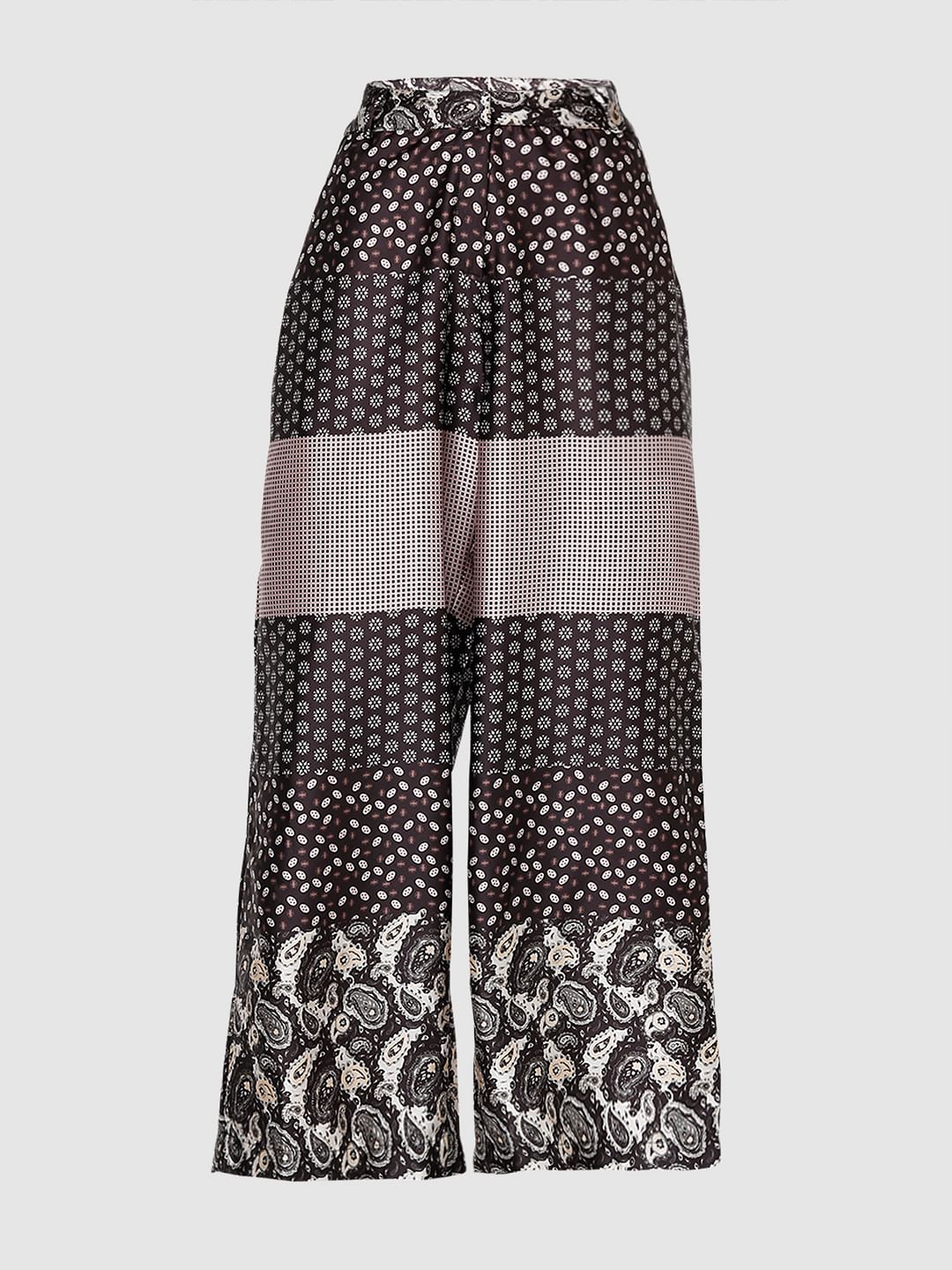 Dark Brown High Rise Printed Pants - Image 7