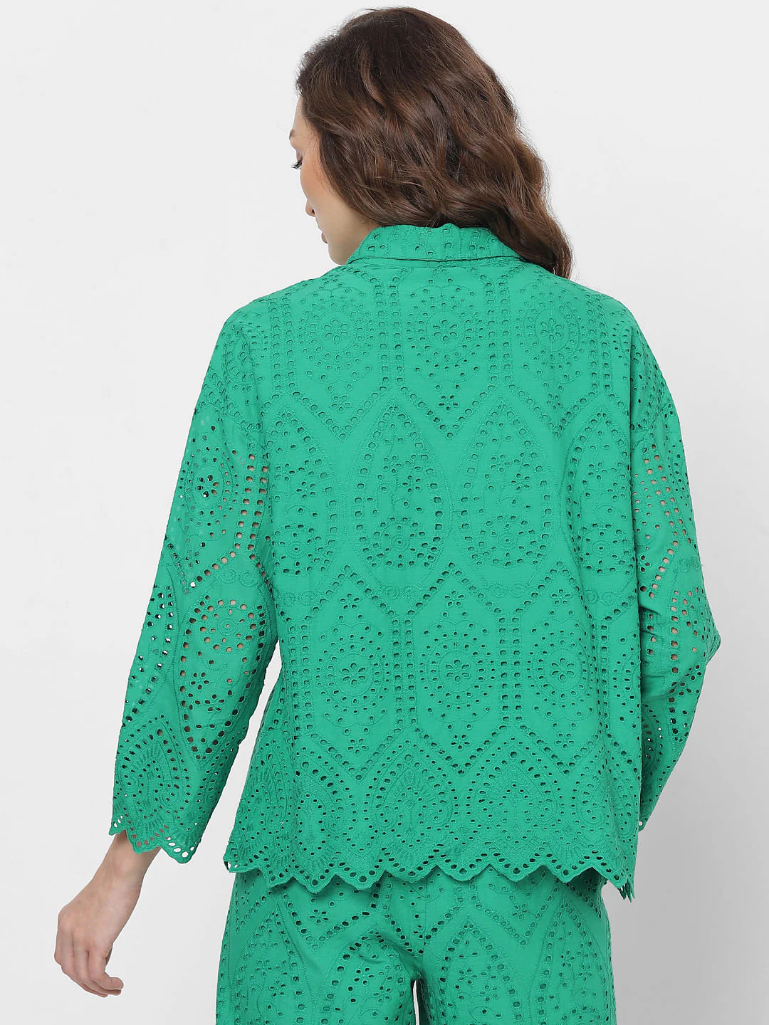Green Schiffli Co-Ord Set Shirt - Image 4