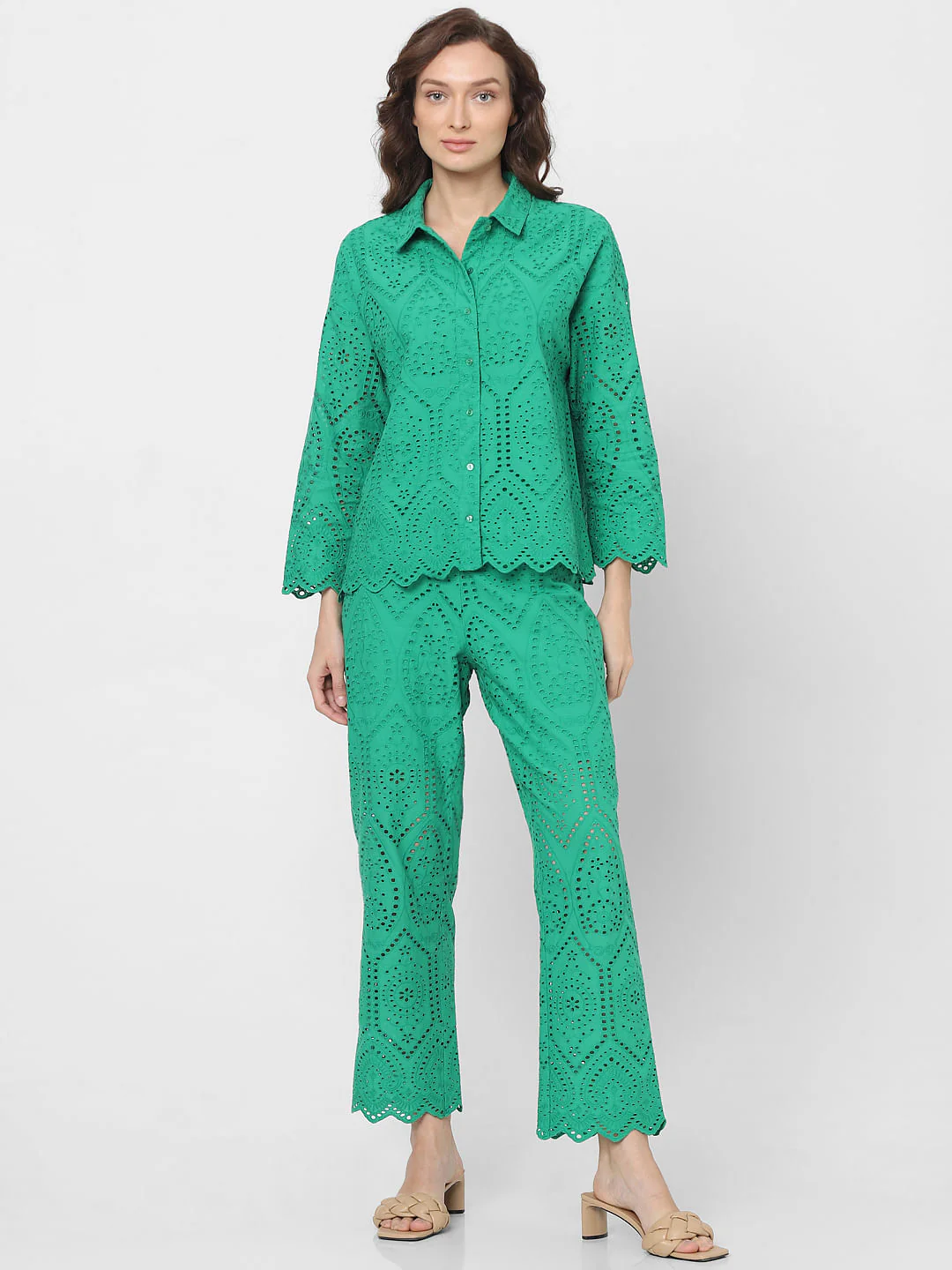 Green Schiffli Co-Ord Set Shirt - Image 5