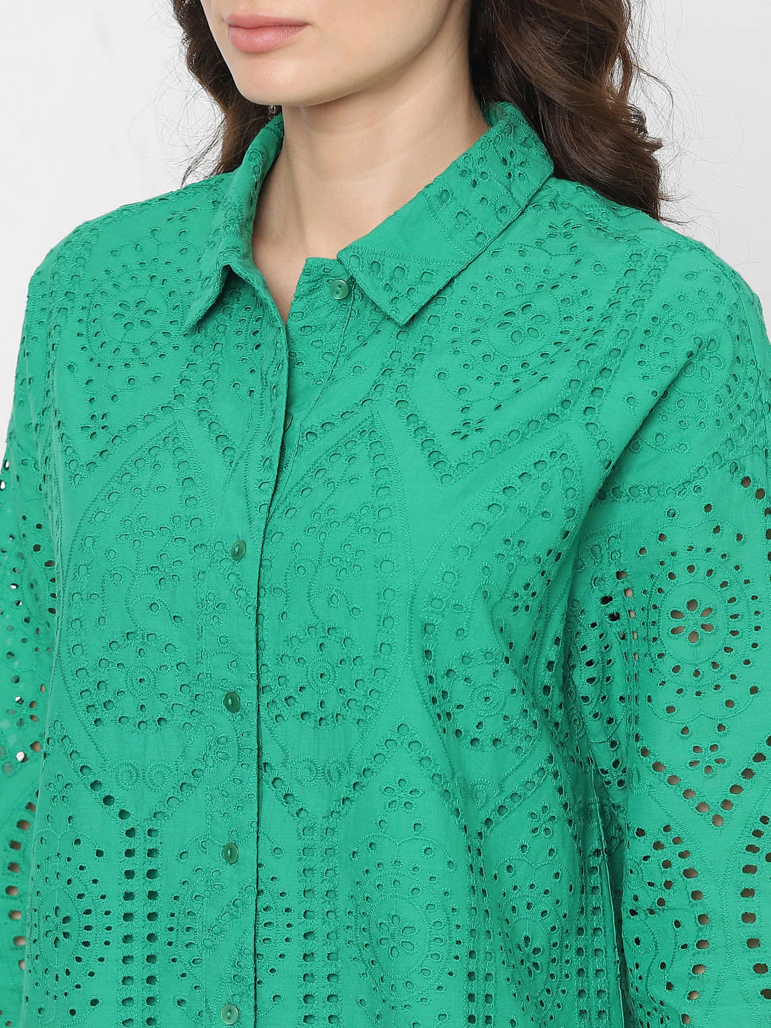 Green Schiffli Co-Ord Set Shirt - Image 6