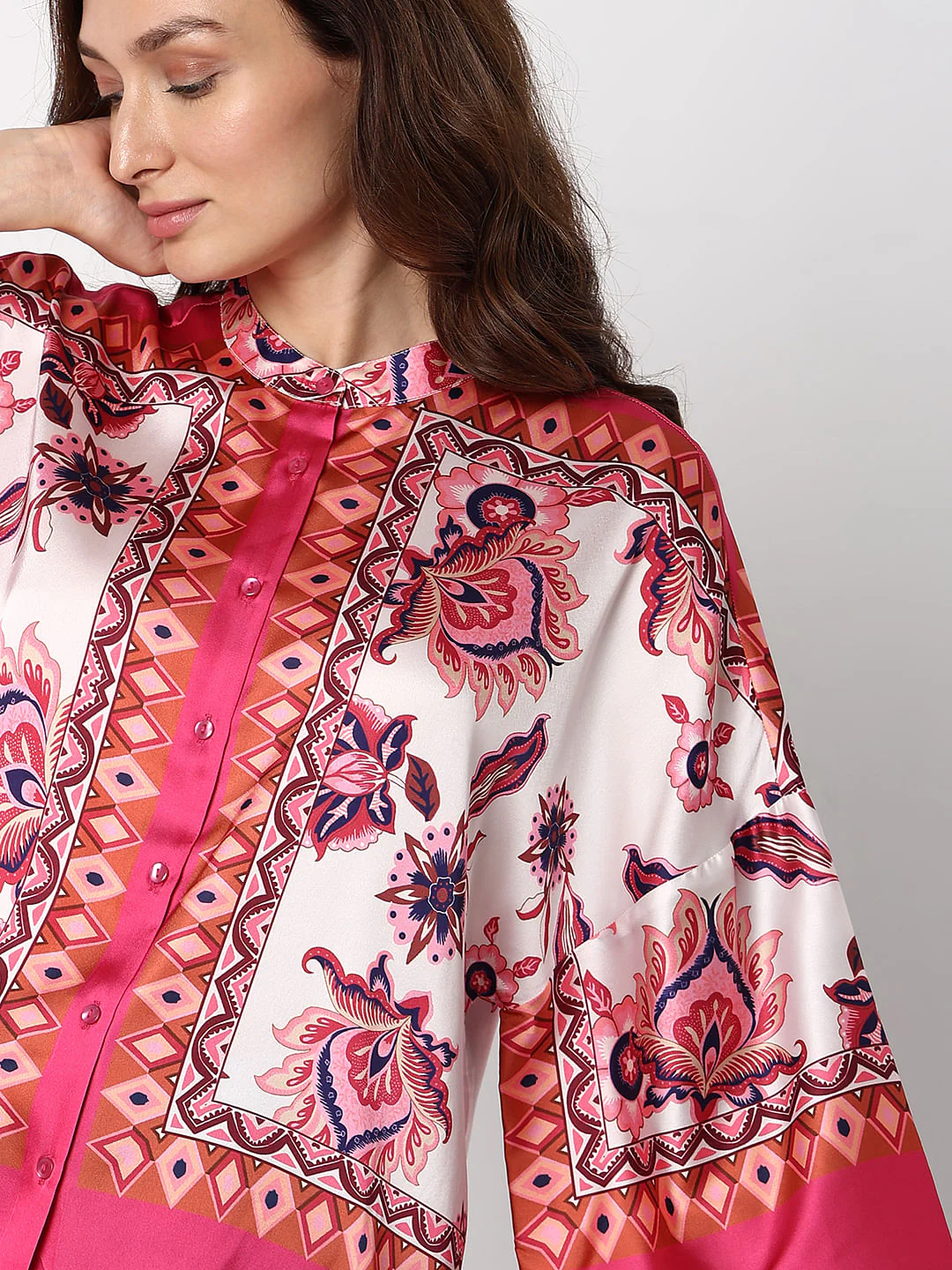 Red Printed Flared Sleeves Top - Image 6