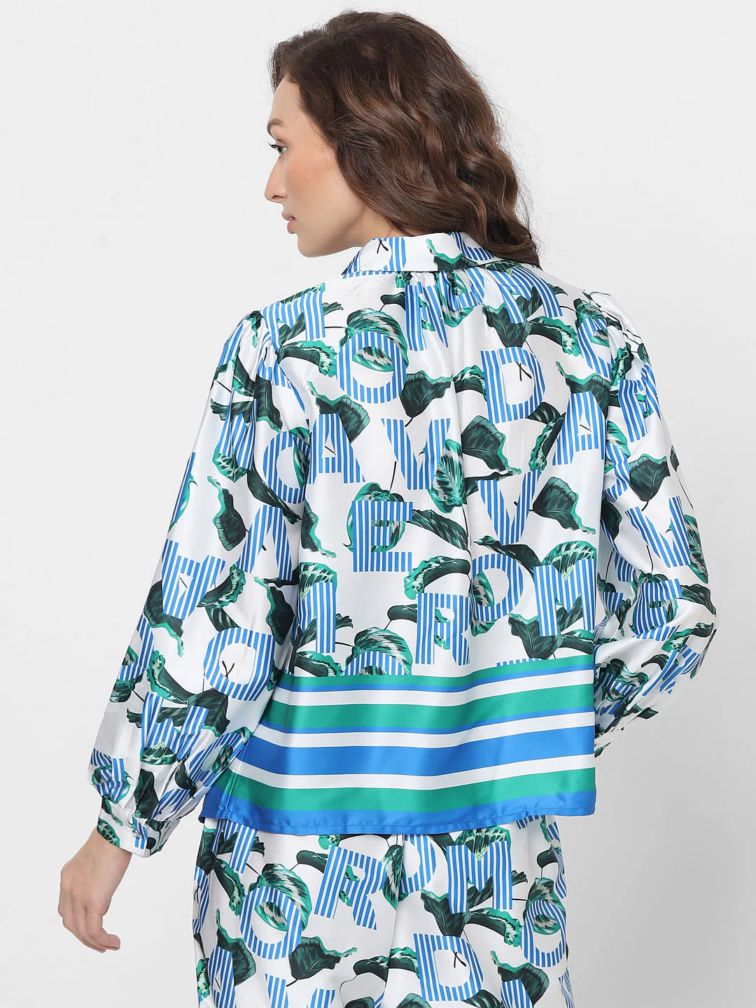Blue Printed Co-Ord Set Shirt - Image 4