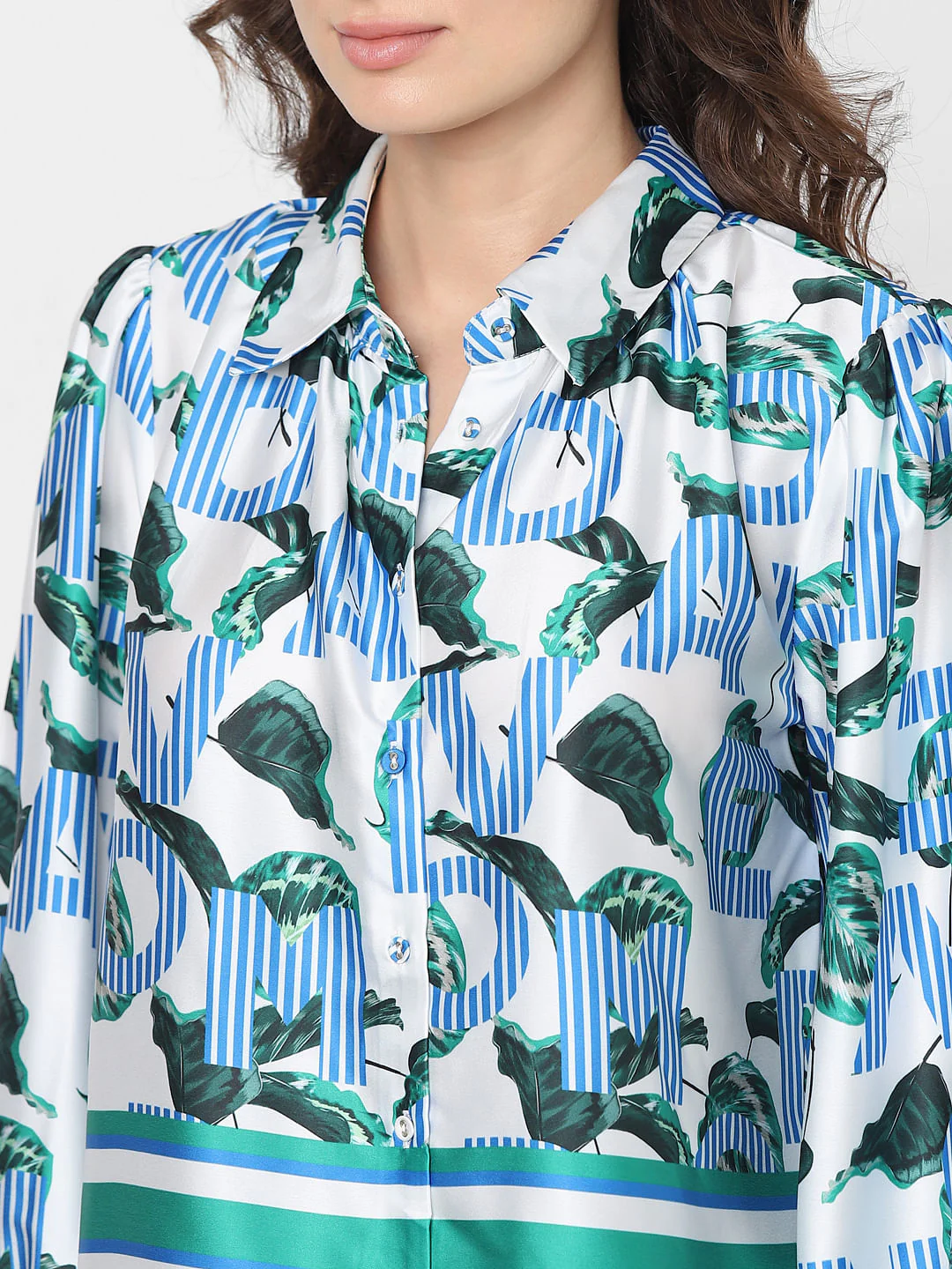 Blue Printed Co-Ord Set Shirt - Image 6