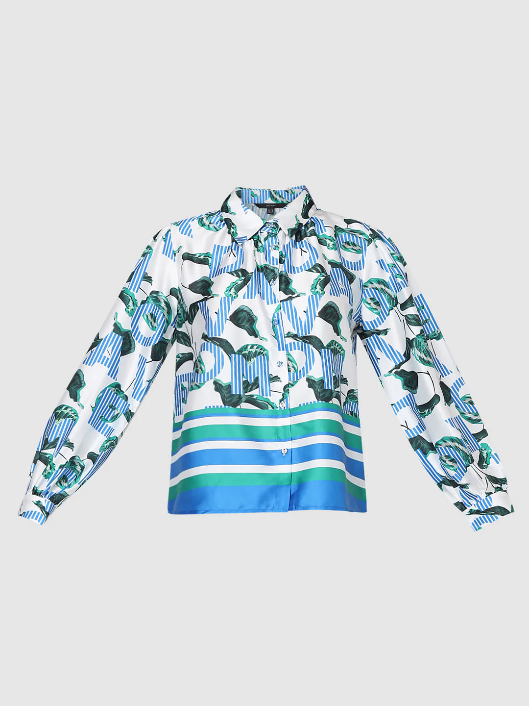 Blue Printed Co-Ord Set Shirt - Image 7