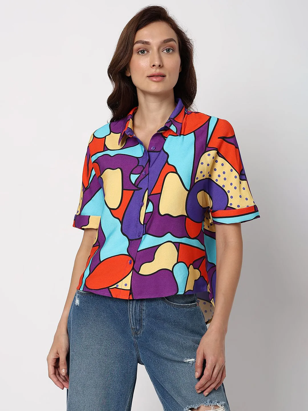 Purple Abstract Print Shirt - Image 2