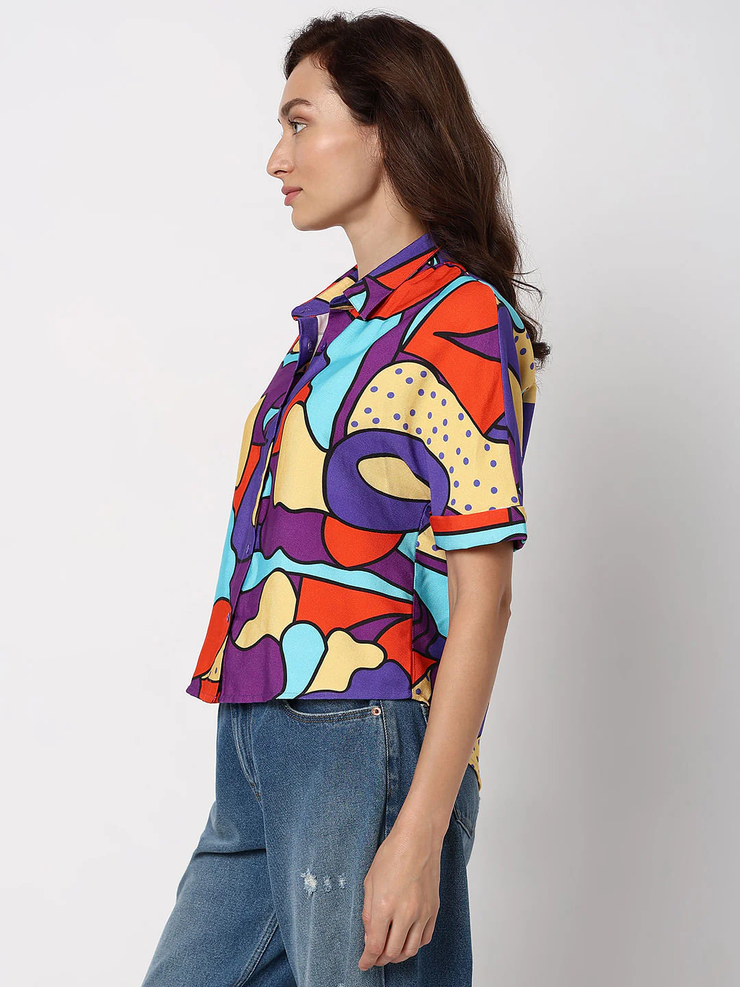 Purple Abstract Print Shirt - Image 3