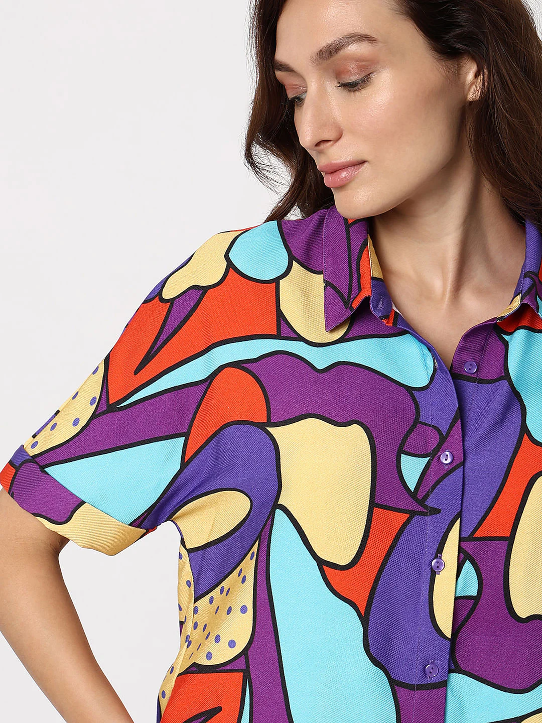 Purple Abstract Print Shirt - Image 6