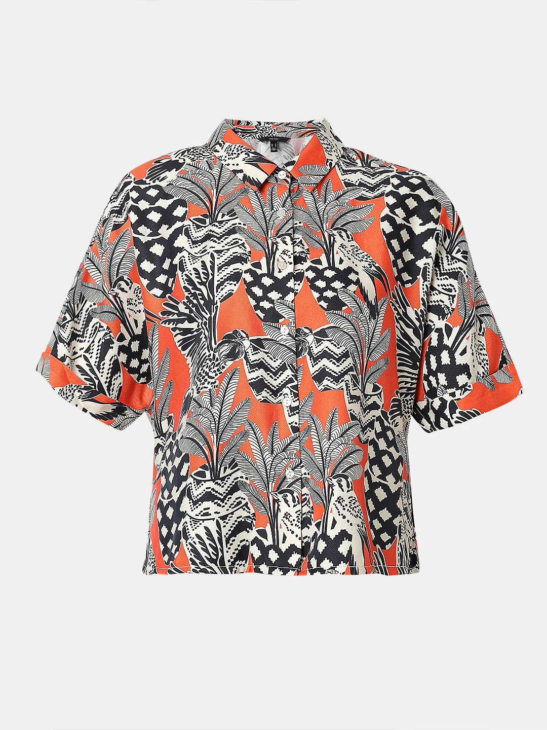 Orange Printed Relaxed Fit Shirt - Image 7