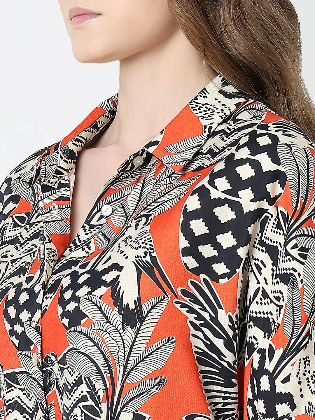 Orange Printed Relaxed Fit Shirt - Image 8