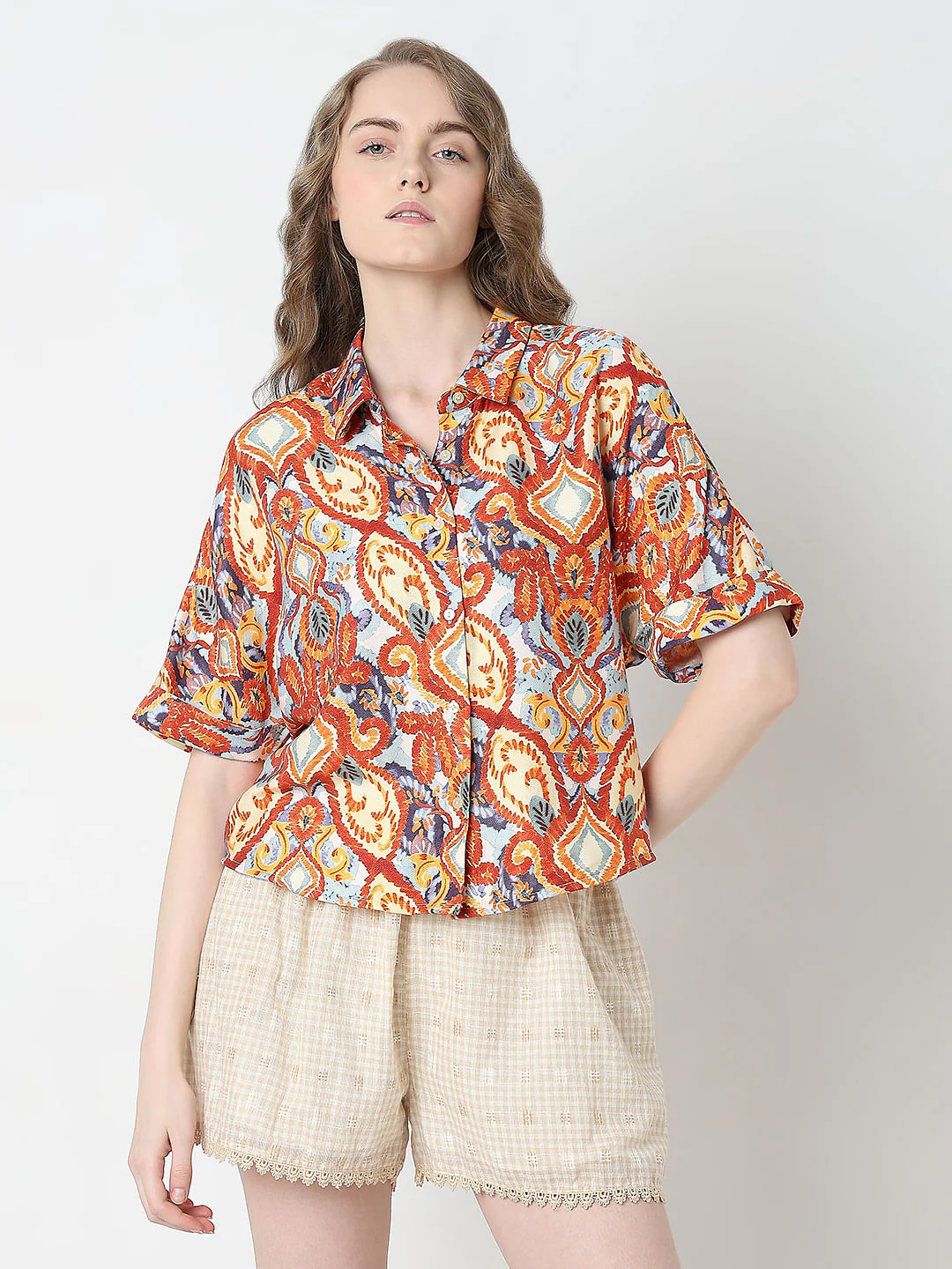 Brown Printed Relaxed Fit Shirt - Image 2