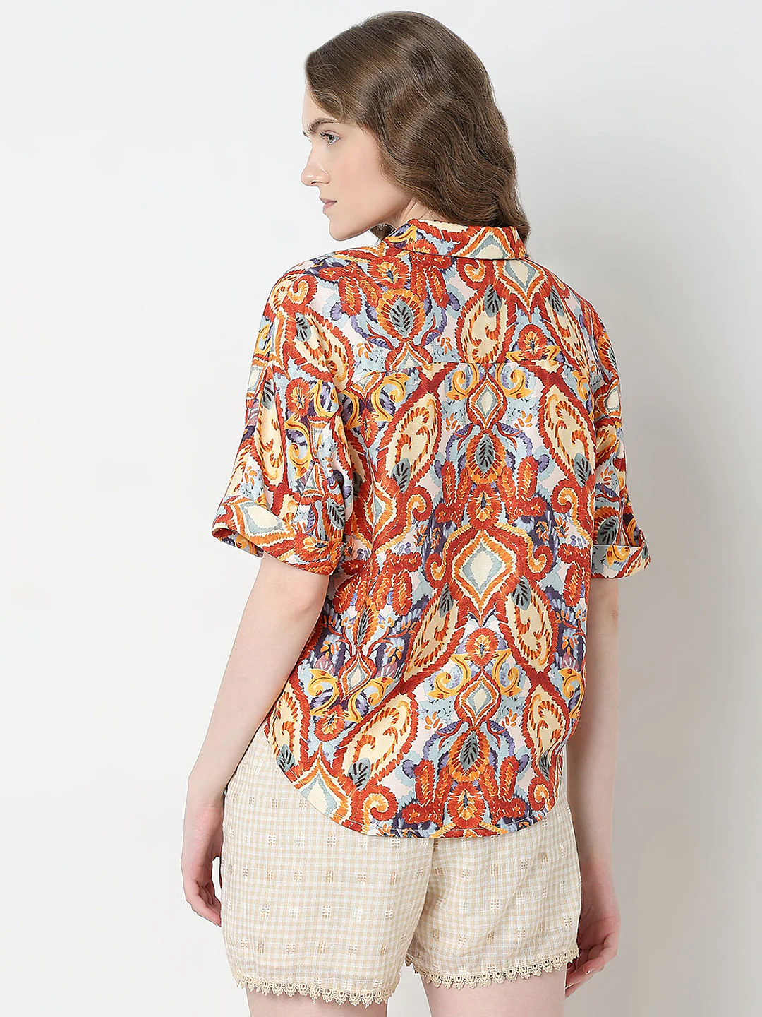 Brown Printed Relaxed Fit Shirt - Image 4