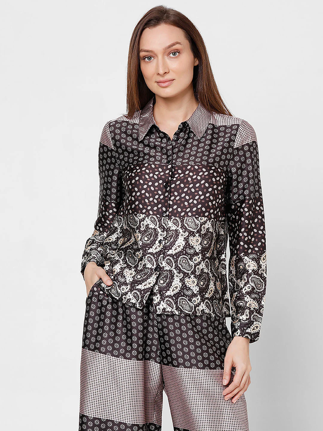 Dark Brown All Over Printed Shirt - Image 2