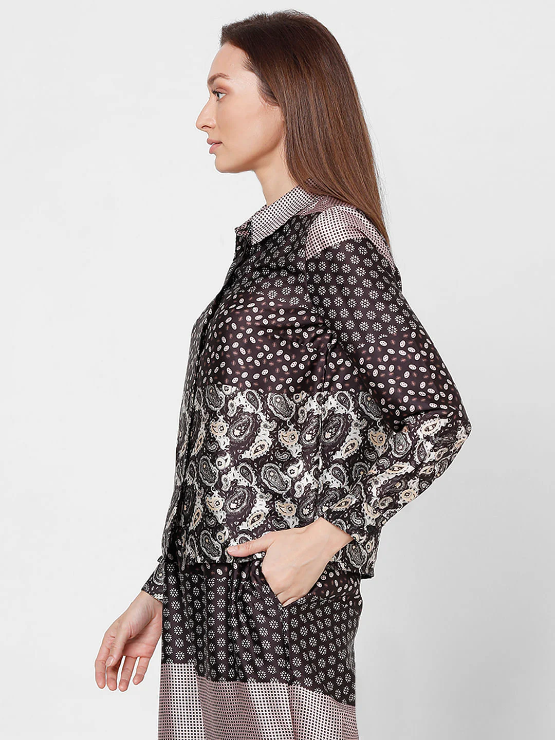 Dark Brown All Over Printed Shirt - Image 3