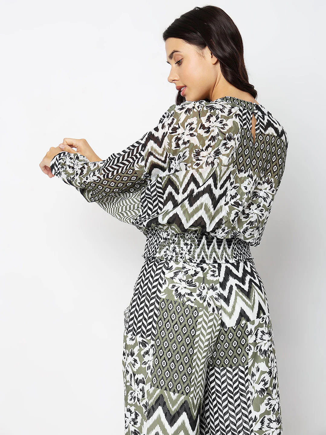 Green High Neck Printed Top - Image 4