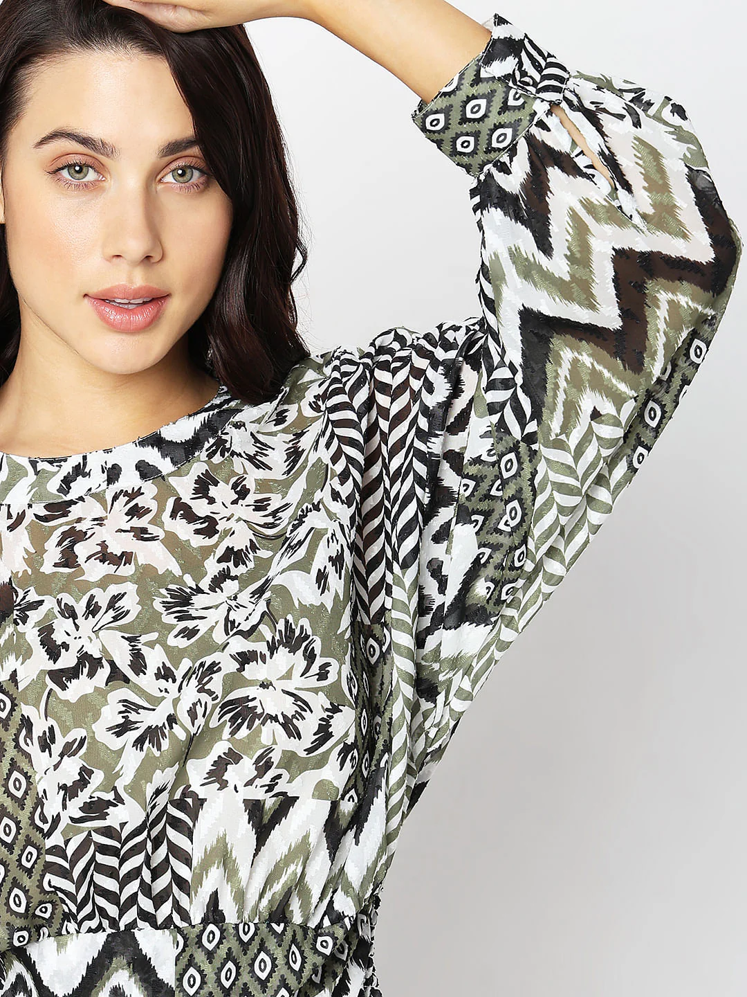 Green High Neck Printed Top - Image 6