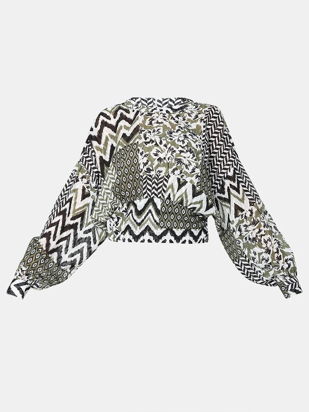 Green High Neck Printed Top - Image 7
