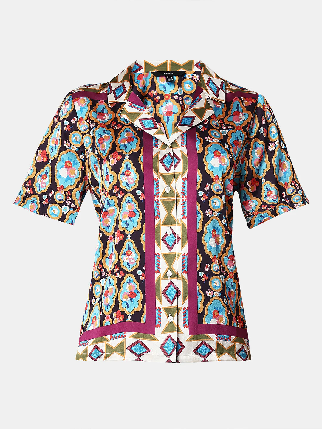 Purple Abstract Print Satin Shirt - Image 7