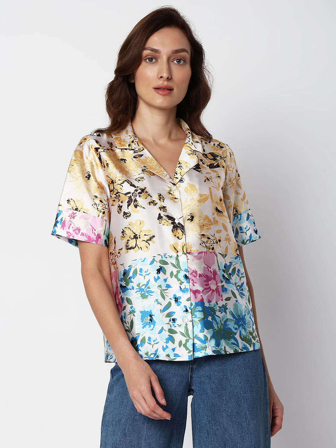 Multi-Colour Floral Satin Shirt - Image 2
