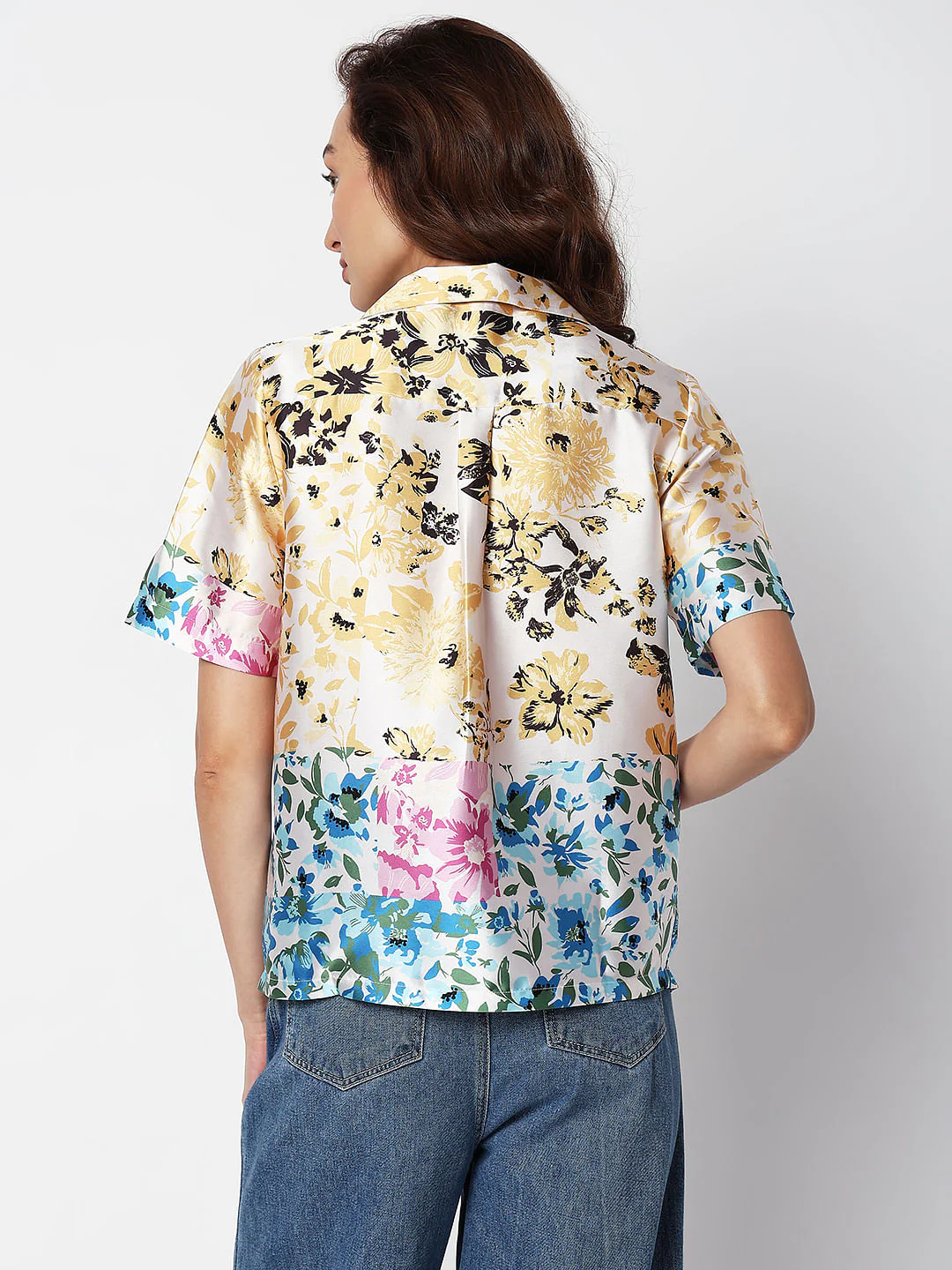 Multi-Colour Floral Satin Shirt - Image 4