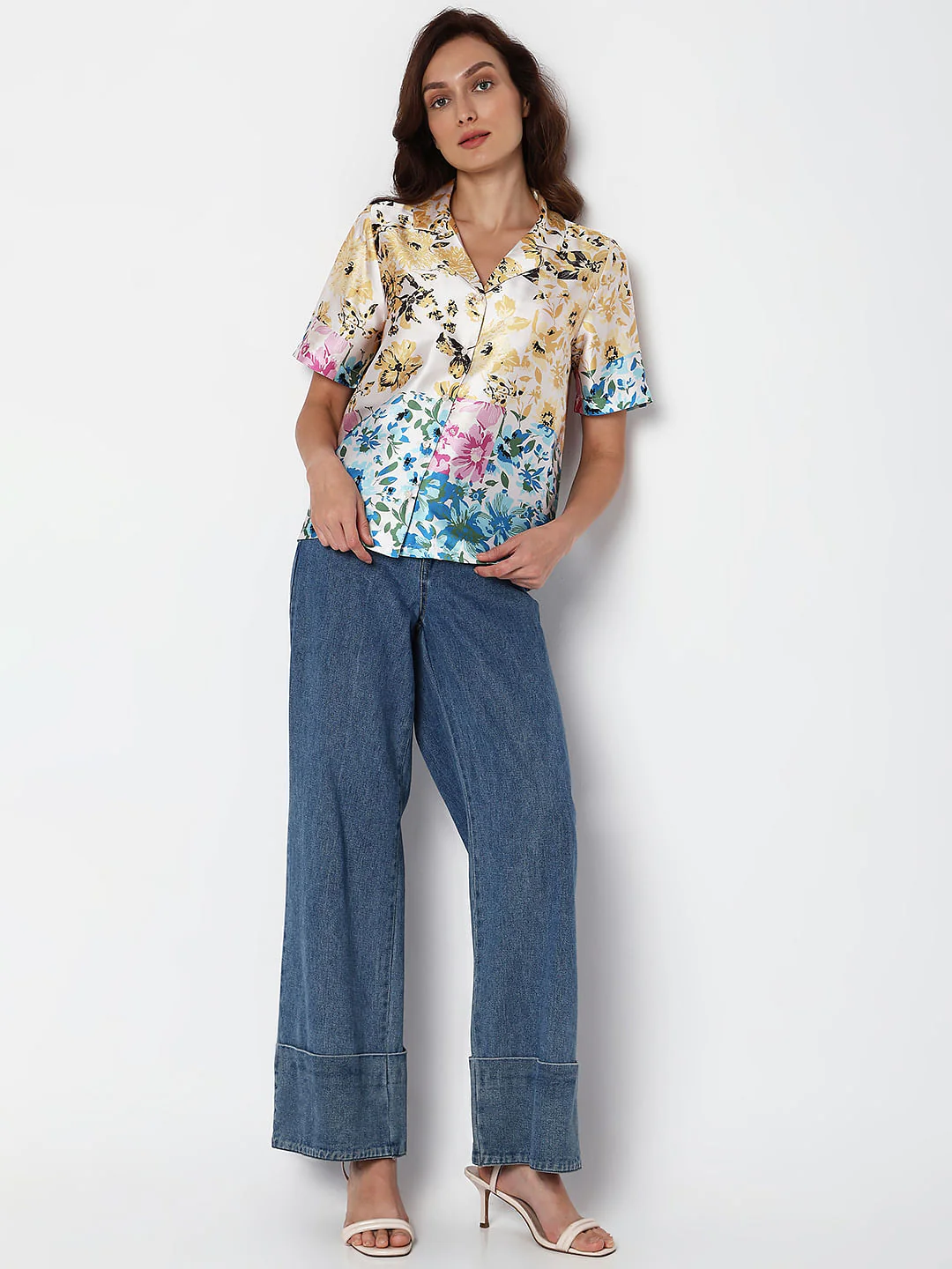 Multi-Colour Floral Satin Shirt - Image 5