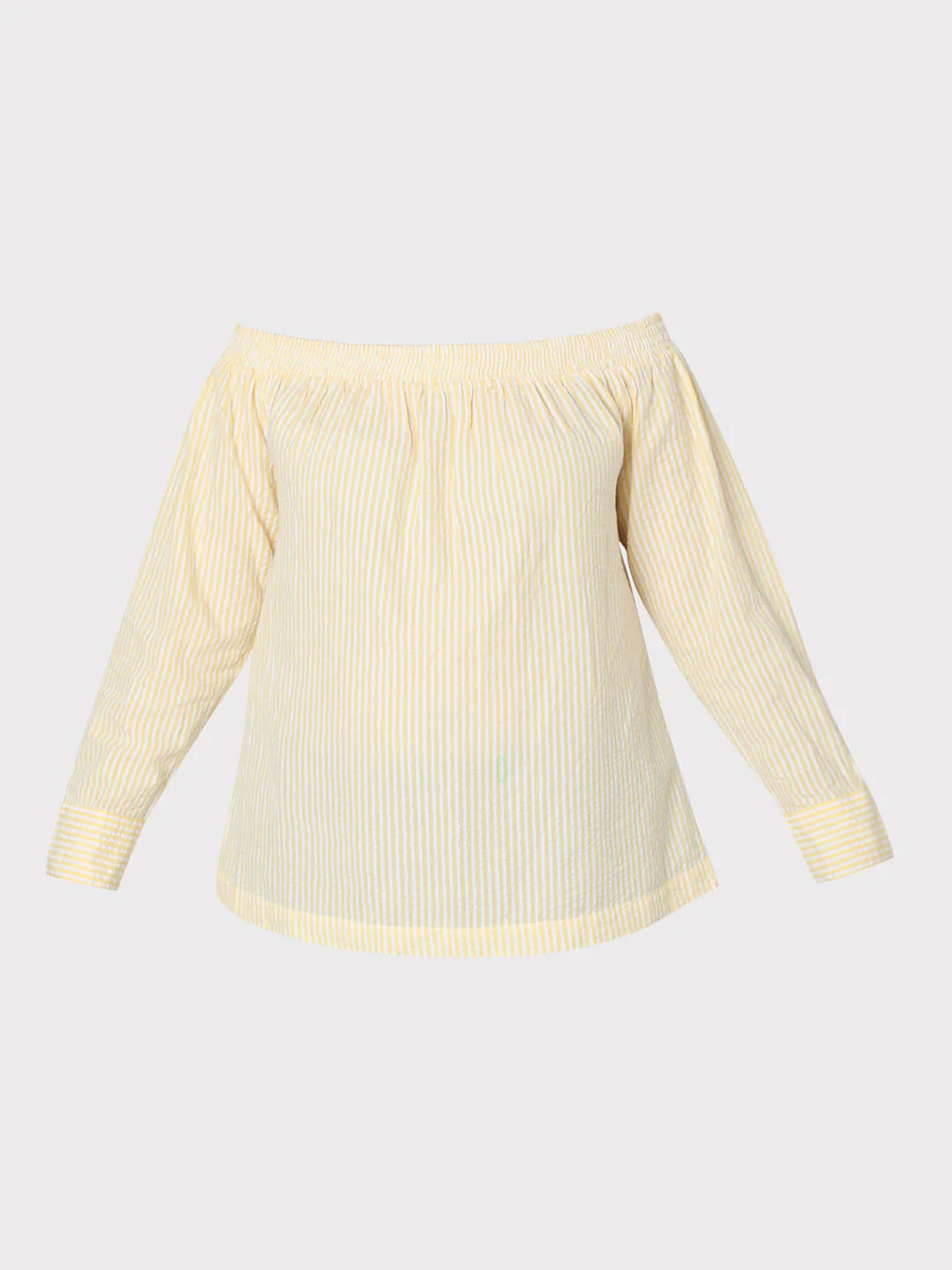 Curve Yellow Off Shoulder Striped Top - Image 7