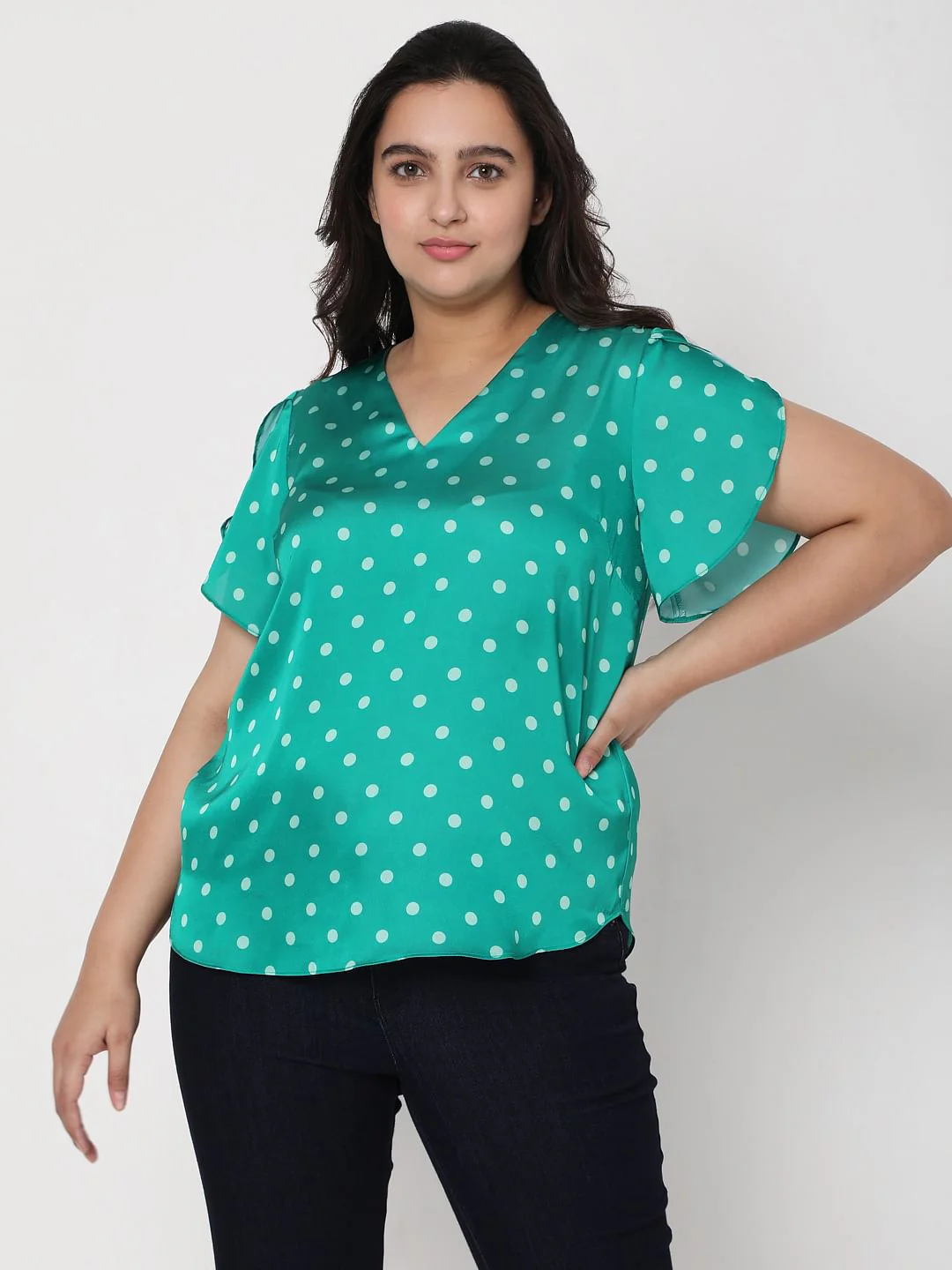 Curve Green Polka Dot Top - Image 2