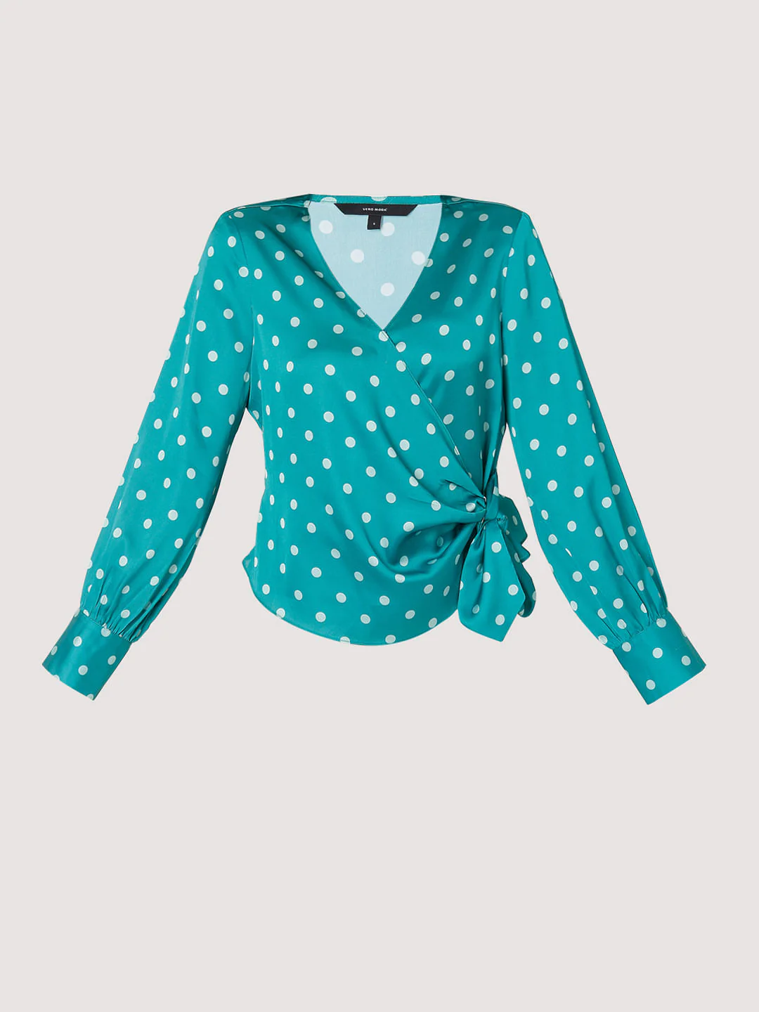 Teal Polka Dot Wrap Top - Image 7