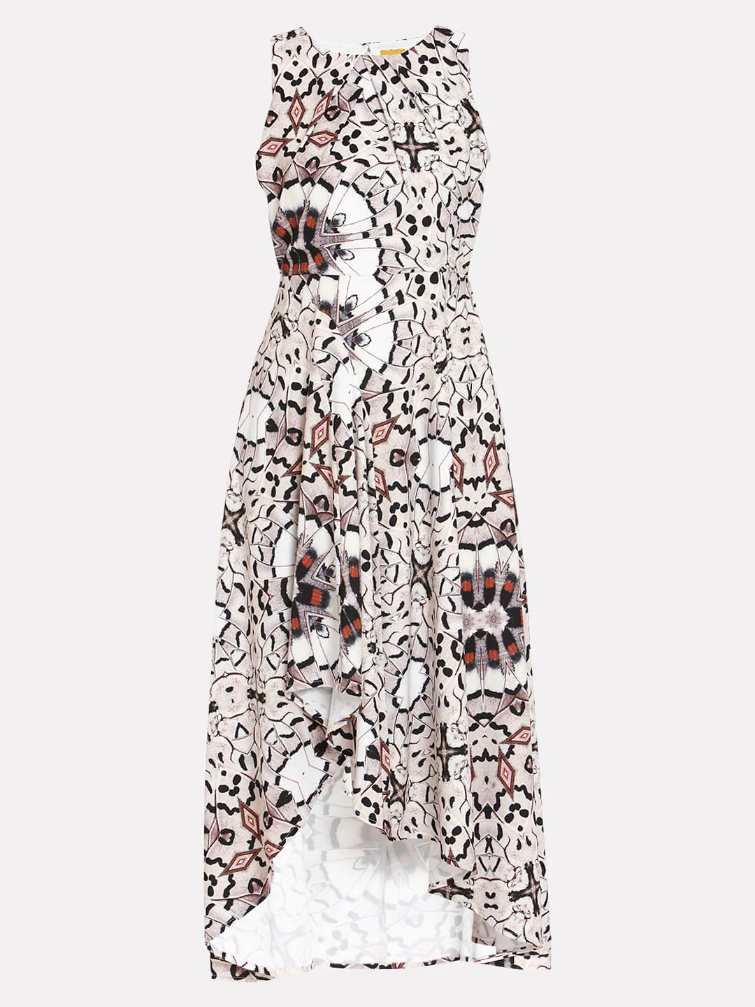 White Abstract Print Asymmetric Maxi Dress - Image 5